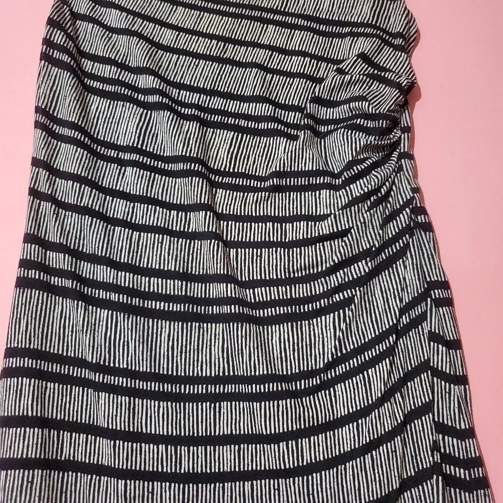 Loft Line Print Design Pattern Knit Black and White Professional Work Sleevless - Picture 5 of 7